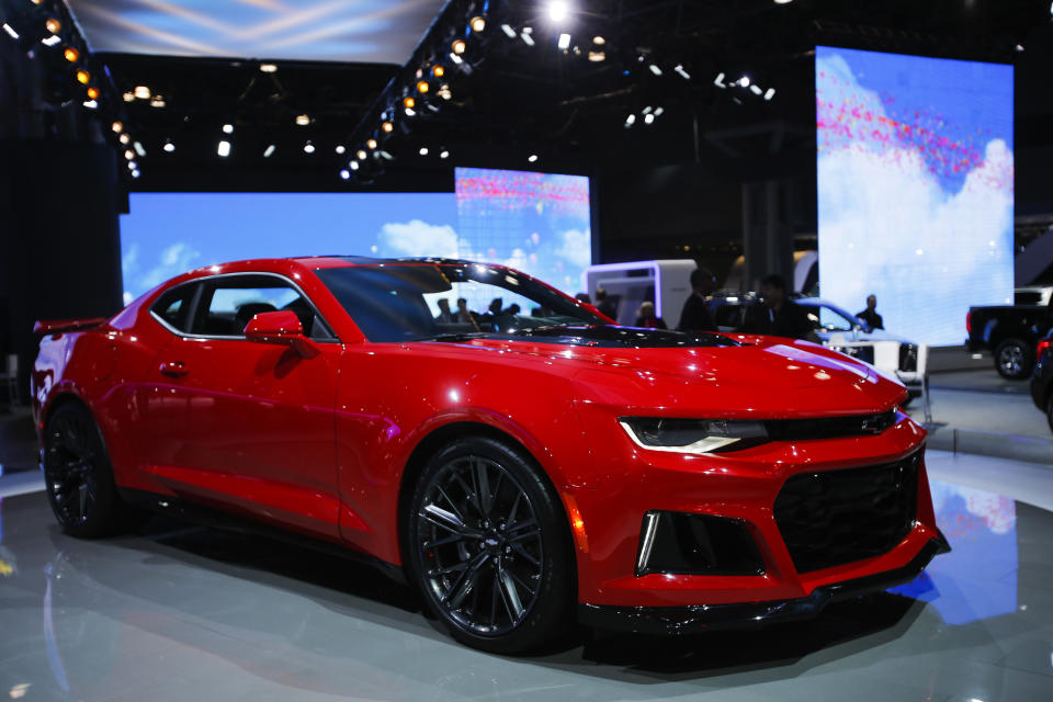 The Chevrolet Camaro ZL1 is seen during the 2016 New York International Auto Show in Manhattan, New York March 24, 2016.   REUTERS/Eduardo Munoz