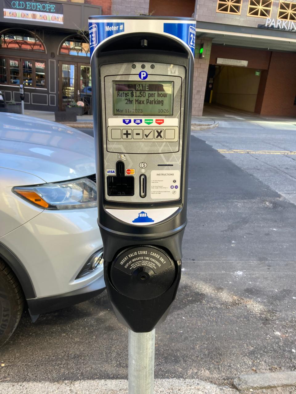 A MacKay meter on Broadway Street in downtown Asheville.