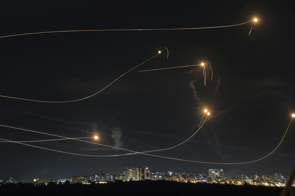 FILE - Israeli Iron Dome air defense system fires to intercept a rocket fired from the Gaza Strip, in Ashkelon, Israel, Friday, Oct. 20, 2023. Since Israel activated the Iron Dome in 2011, the cutting-edge rocket-defense system has intercepted thousands of rockets fired from the Gaza Strip. By Israeli military estimates, Hamas has already fired 7,000 rockets into Israel during the current war. (AP Photo/Avi Roccah, File)