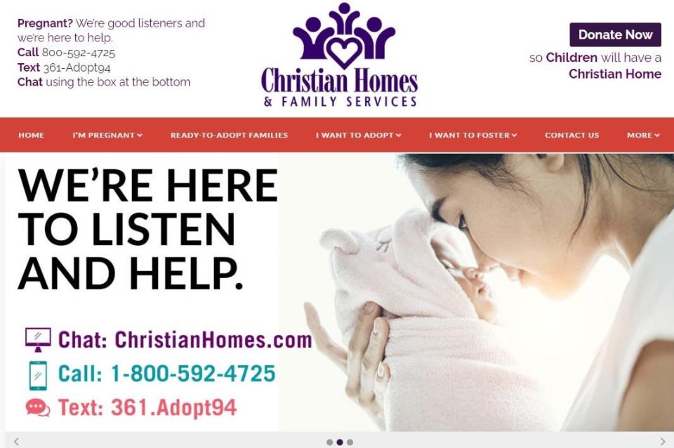 The Christian Homes & Family Services website.