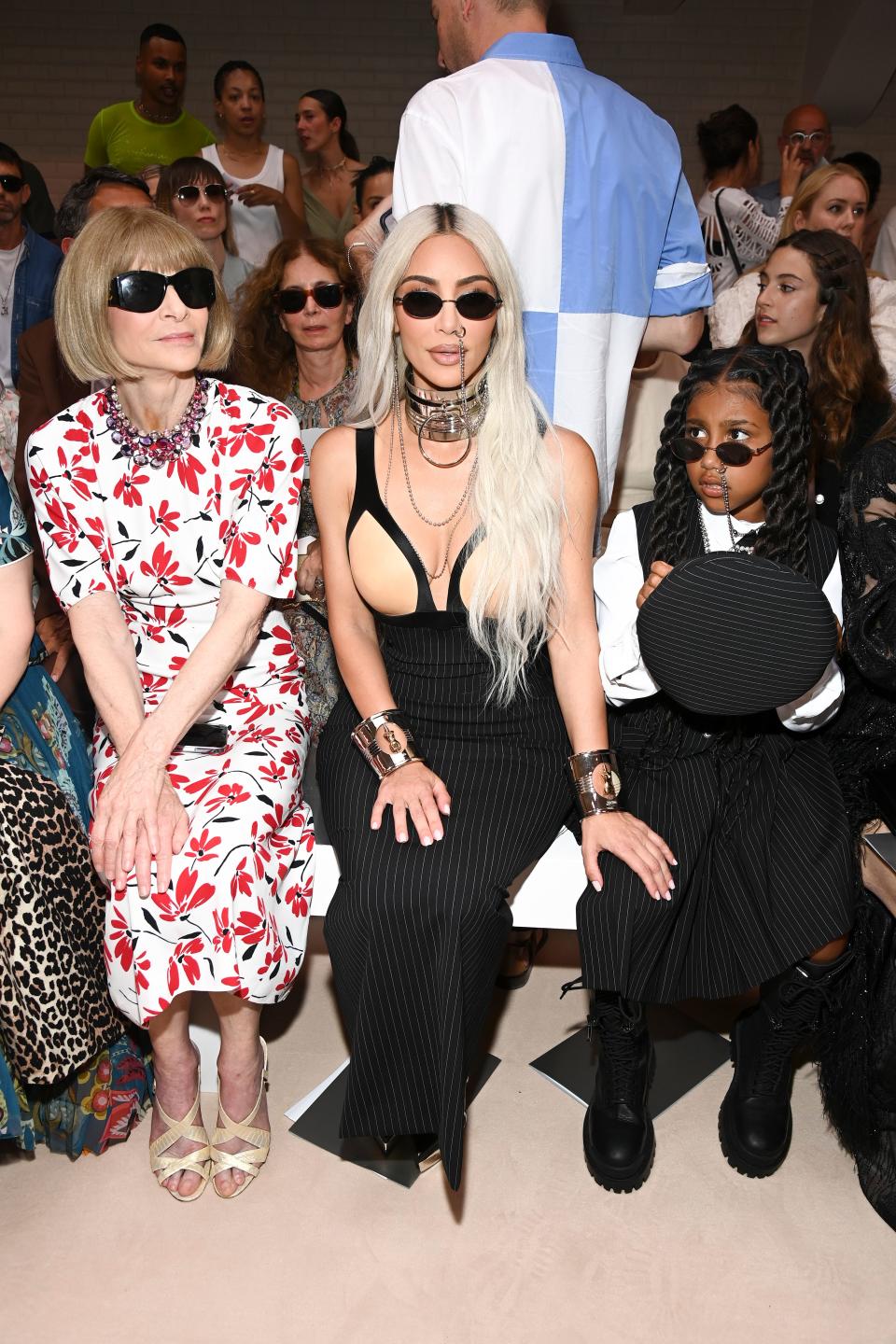 Anna Wintour, Kim Kardashian and North West attend the Jean Paul Gaultier Haute Couture Fall/Winter 2022-2023 show as part of Paris Fashion Week on July 6, 2022 in Paris.