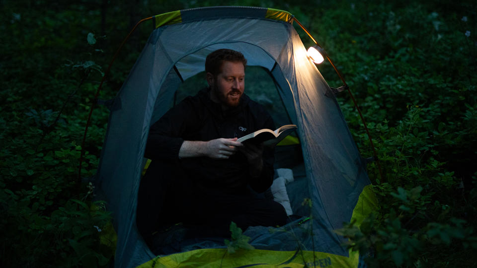 BioLite AlpenGlow Mini Lantern in use in a camping setting