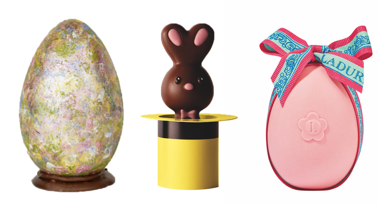 Luxury eggs are big business this Easter. [Photo: Laduree/Hotel Chocolat/Pierre Marcolini]