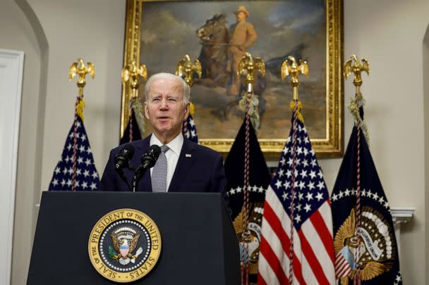 PHOTO: President Joe Biden speaks about the banking system in the Roosevelt Room of the White House, March 13, 2023, in Washington, D.C. (Anna Moneymaker/Getty Images)