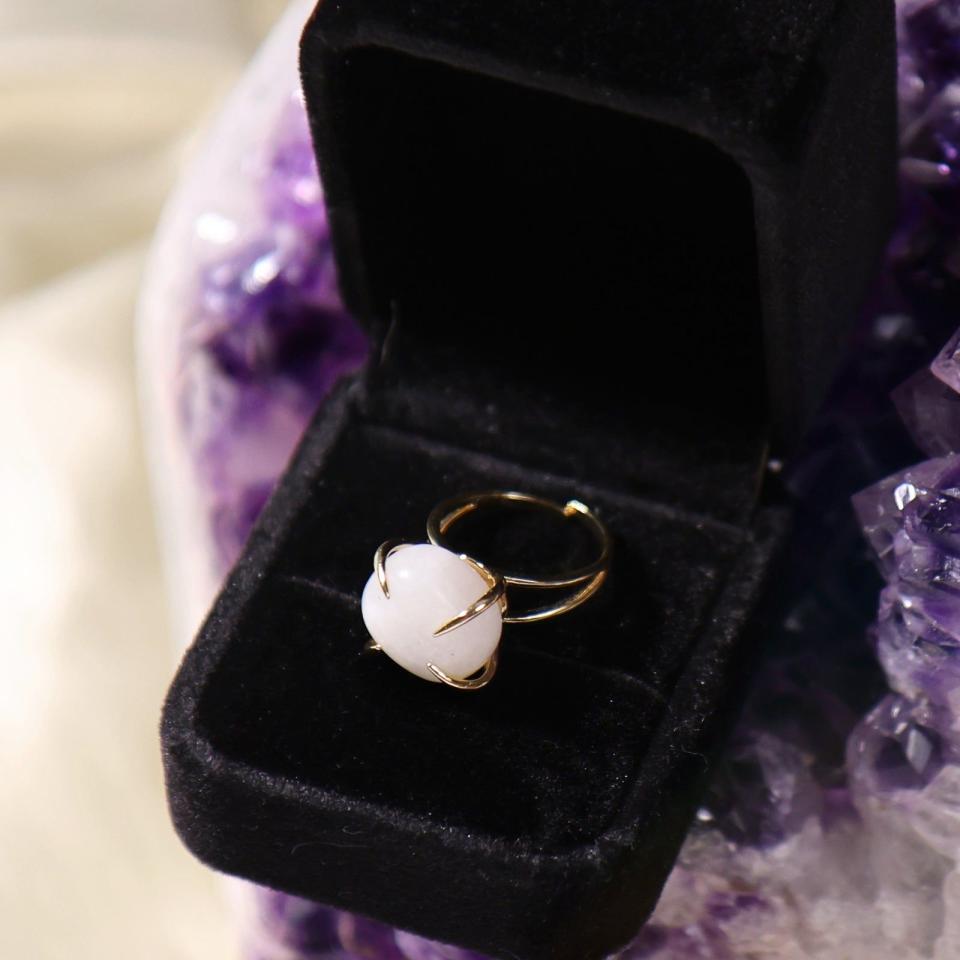 35) Center of Attention Single Stone Moonstone Ring