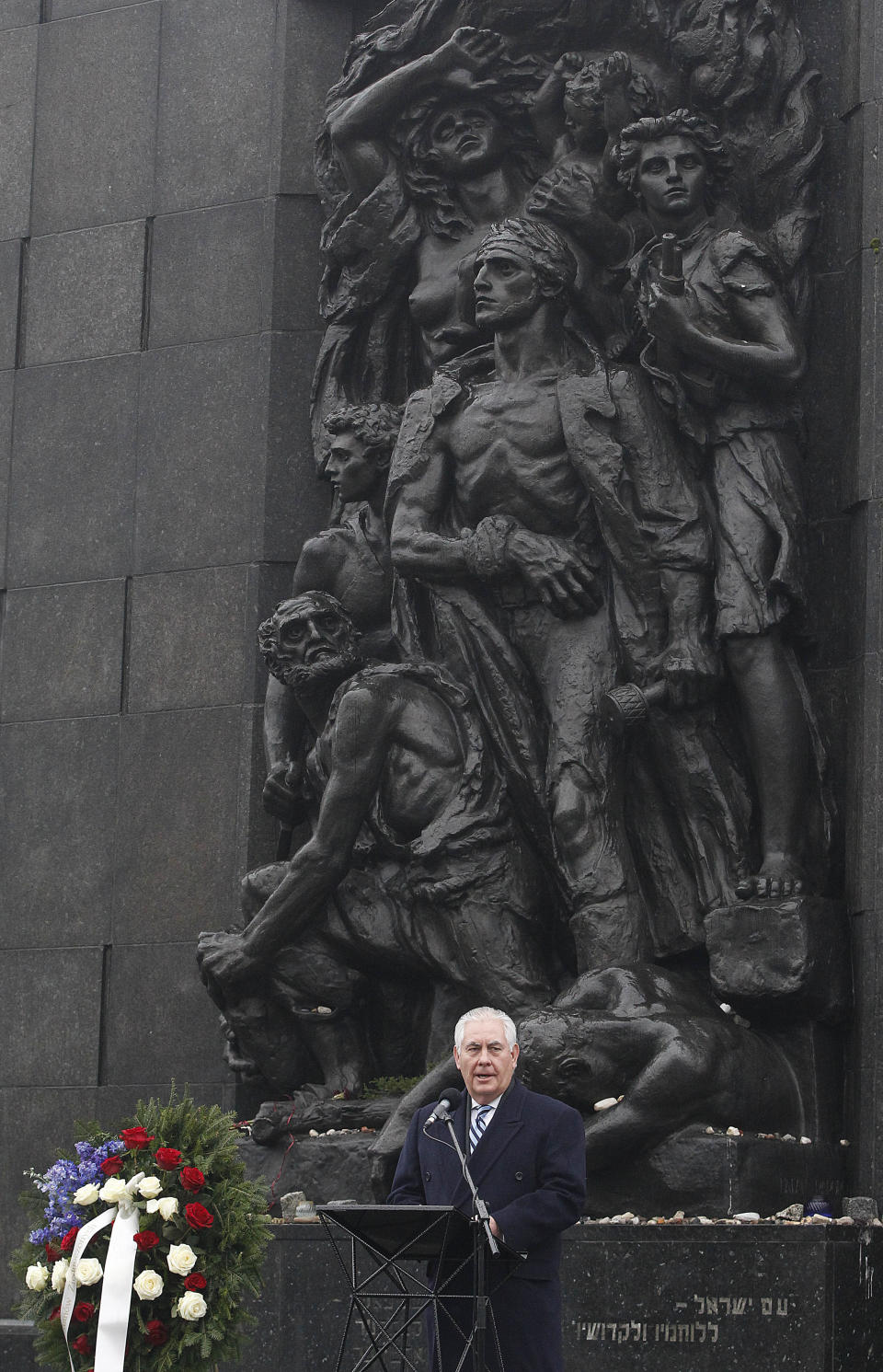 <p>U.S. Secretary of State Rex Tillerson speaks during a ceremony at the Warsaw Ghetto Uprising 1943 memorial marking the International Holocaust Remembrance Day, in Warsaw, Poland, Saturday, Jan. 27, 2018. (Photo: Czarek Sokolowski/AP) </p>