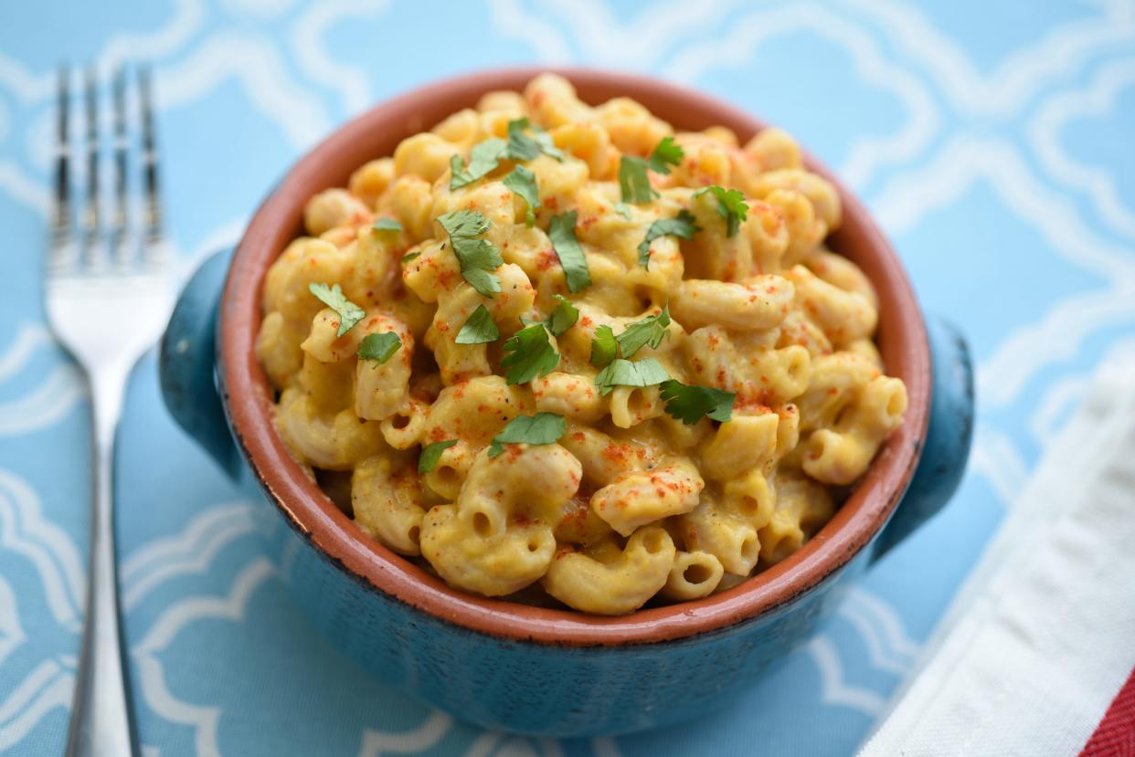 Mac and Cheese with Winter Squash calls for whole-wheat pasta and small amounts of cheddar and light cream cheese.