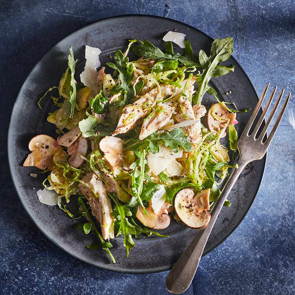 Chicken, Brussels Sprouts & Mushroom Salad