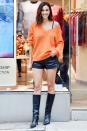 <p>Irina Shayk shops at Falconeri in N.Y.C.'s Soho neighborhood on Thursday.</p>