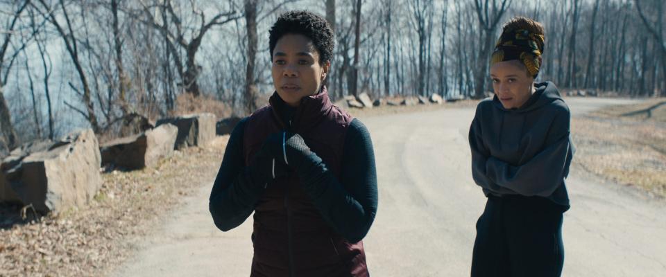 Regina Hall (left, with Amber Gray) plays a faculty member at a predominantly white New England college where some strange things are afoot in the social horror film "Master."