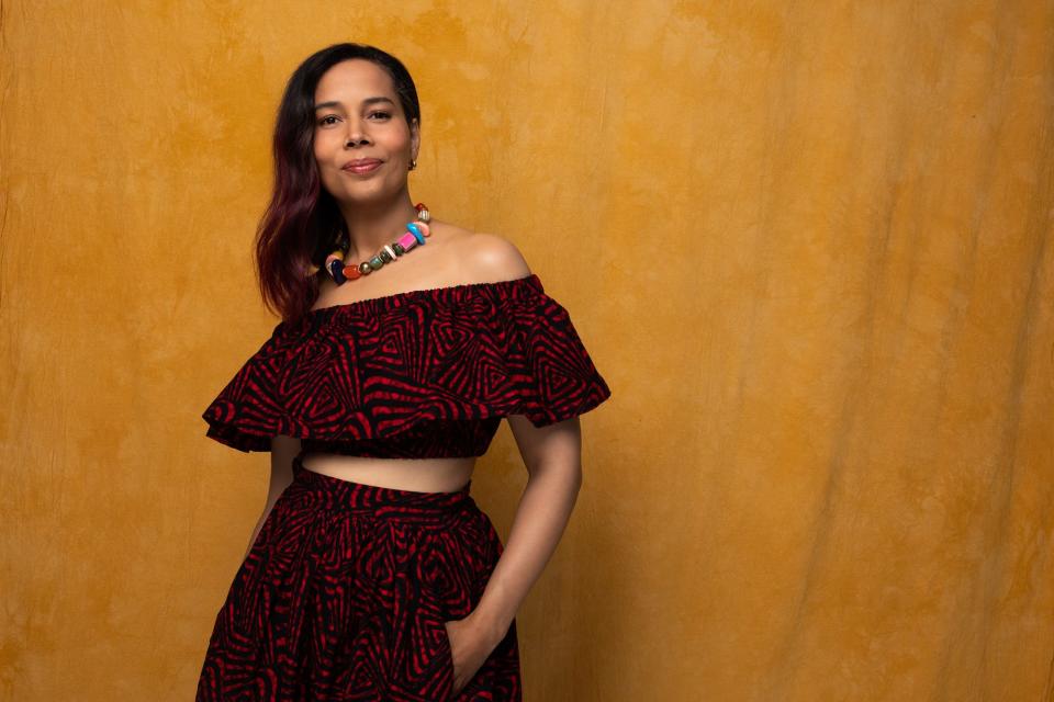 Rhiannon Giddens (pictured) and Francesco Turrisi perform at Memorial Hall on Wednesday.