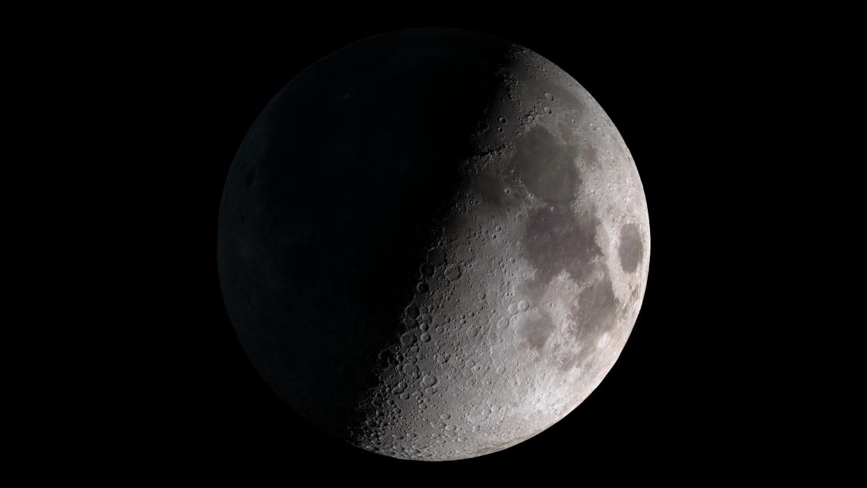  A photo of the moon in its First Quarter phase. 