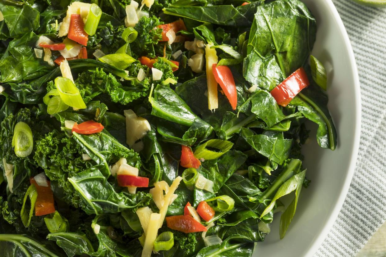 Homemade Organic Green Collard Greens with Pepper and Ginger