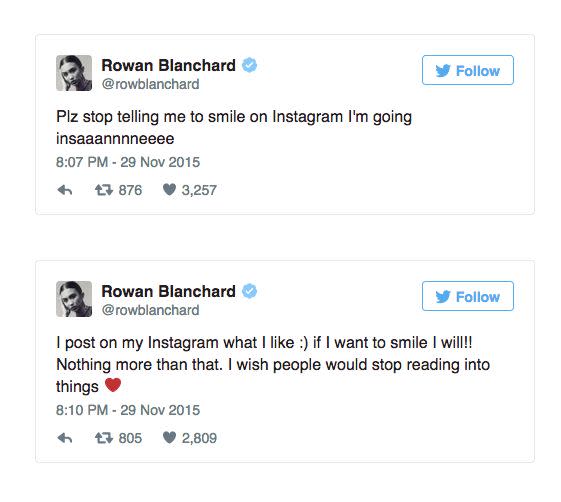 The 14-year-old "Girl Meets World" star and total badass&nbsp;<a href="http://www.huffingtonpost.com/entry/rowan-blanchard-girl-meets-world-wants-people-to-stop-telling-her-to-smile_565dae69e4b072e9d1c3298d">shut down social media followers</a> who commented on her beautiful Instagram selfies by telling her to smile. (Again, a reminder: <a href="http://www.huffingtonpost.co.uk/daisy-lindlar/why-we-should-stop-telling-women-to-smile_b_5152585.html">telling women to smile </a>when they don't want to is just another way of trying to control how they look.) <br /><br />"I post on my Instagram what I like ... [and] if I want to smile I will!" she wrote. A-freaking-men.