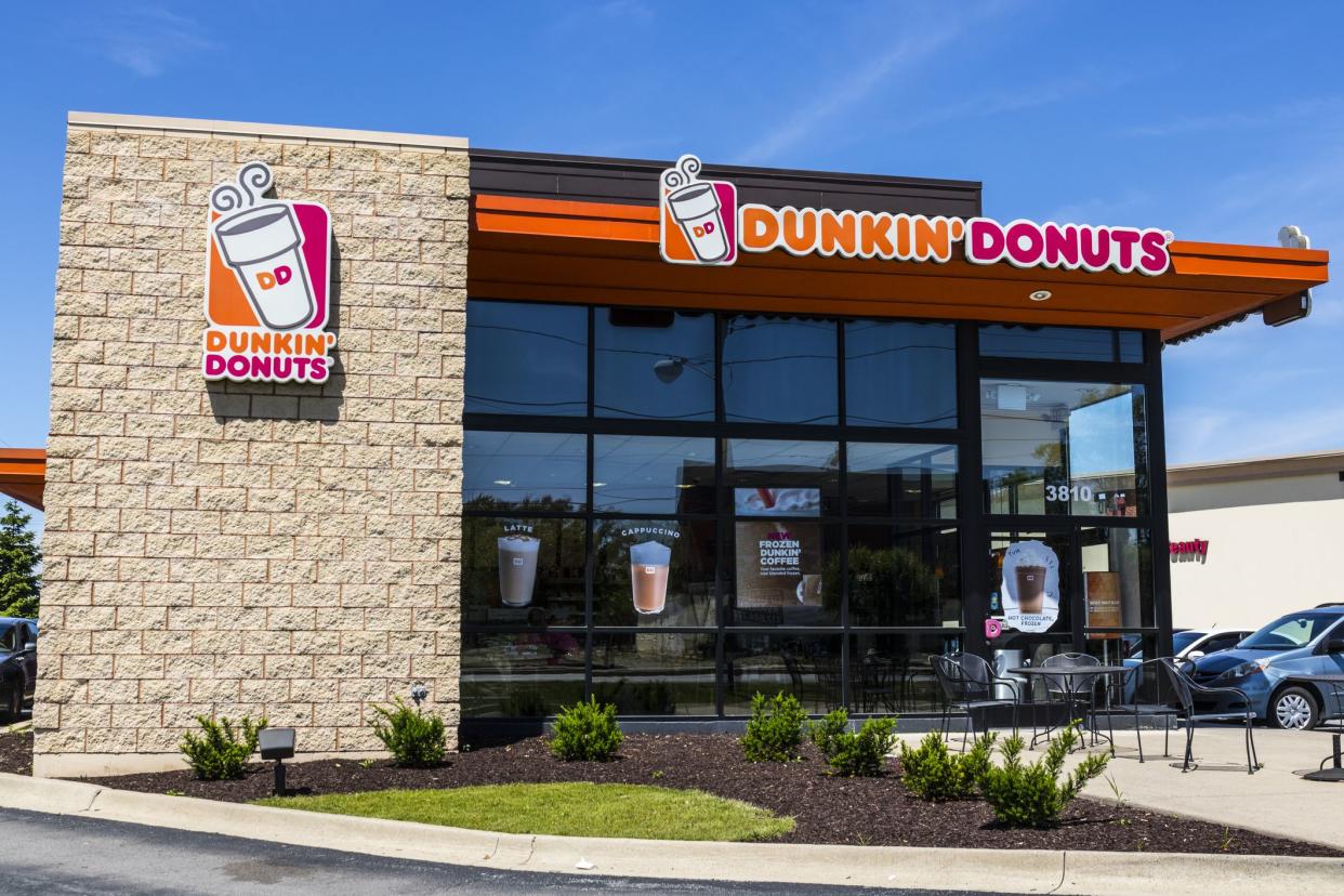 front of Dunkin' Donuts, Indianapolis, Indiana on a clear sunny day