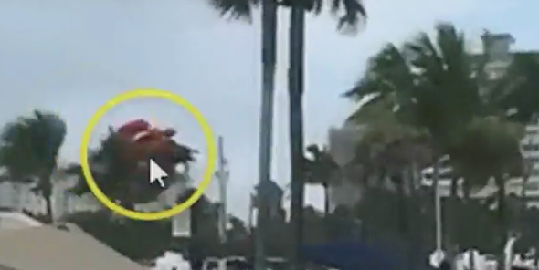 3 hurt as waterspout sends beach bouncy castle into the air (video)