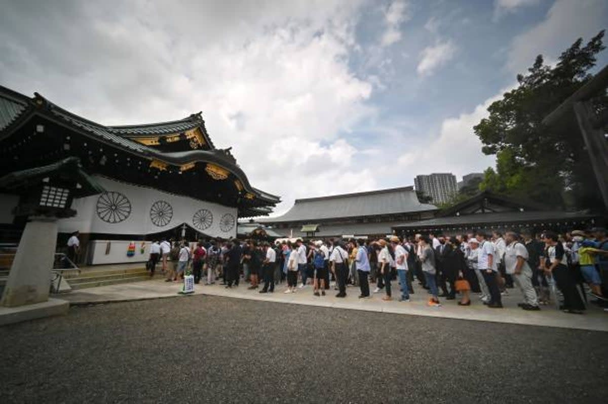 File. Yasukuni shrine on 15 August 2023, 78th anniversary of Japan’s surrender in World War II in 1945 (AFP via Getty Images)