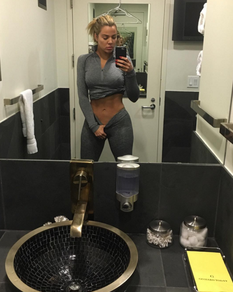 Khloé Kardashian We are painfully forced to listen to the Keeping Up With the Kardashians star’s endless chatter about working out, so she darn well better look good — and she does. Here’s the photo proof. (Photo: Instagram)