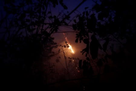 A tract of the Amazon jungle burns as it is cleared by loggers and farmers in Porto Velho