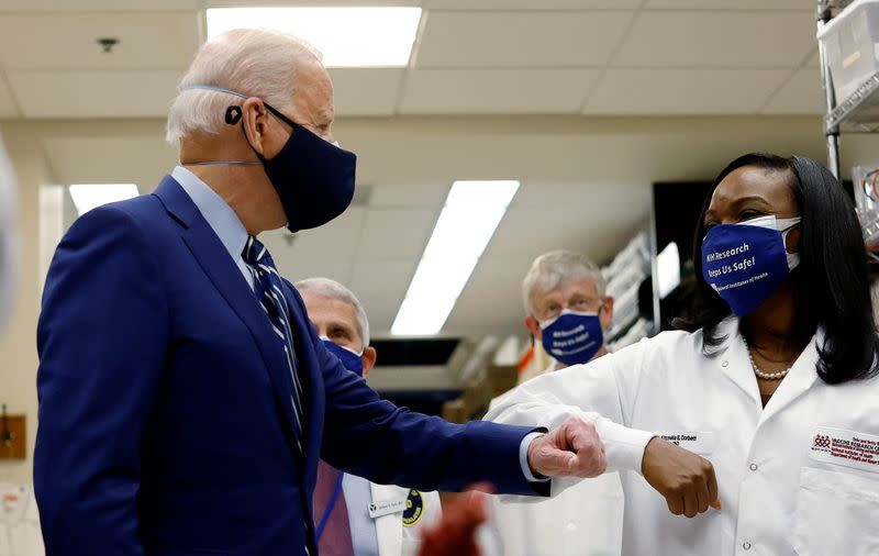 U.S. President Joe Biden visits the National Institutes of Health (NIH) in Bethesda, Maryland