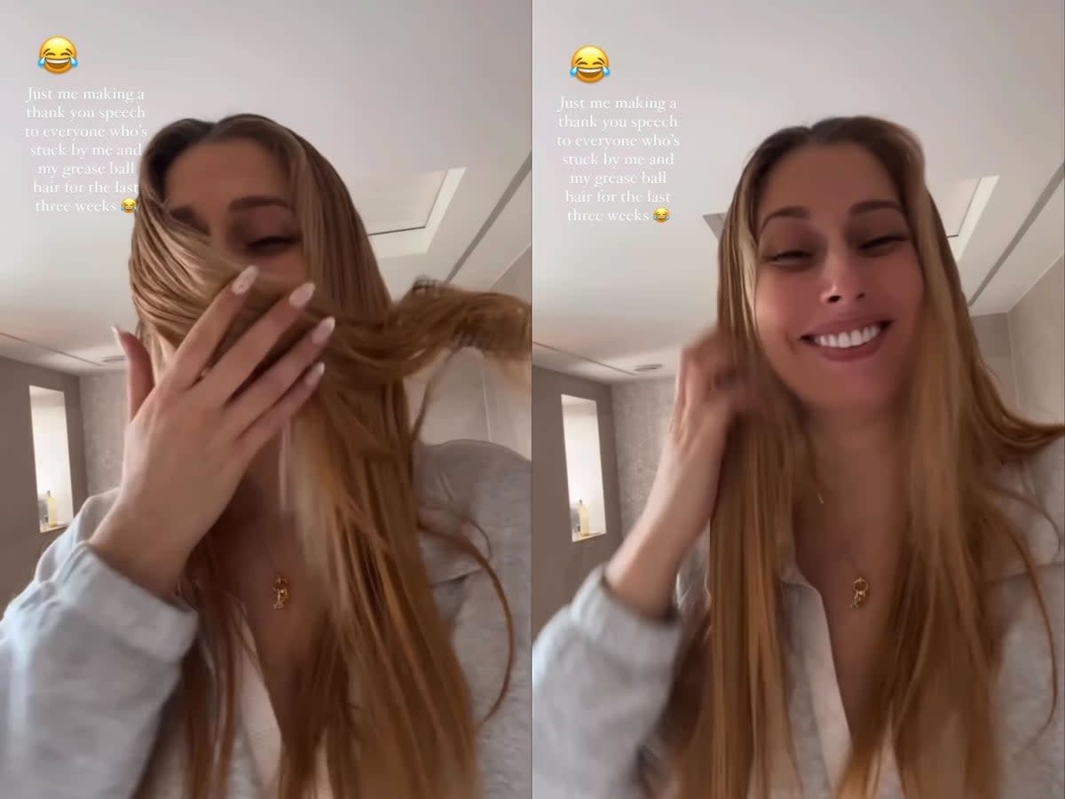 Stacey Solomon reveals she has washed her hair for the first time since giving birth three weeks ago (Instagram/Stacey Solomon)