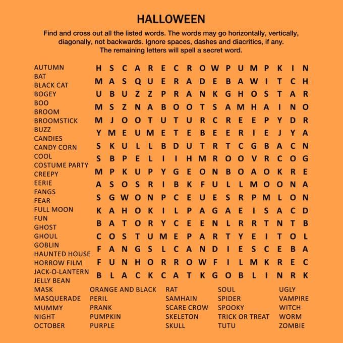 halloween word search puzzle