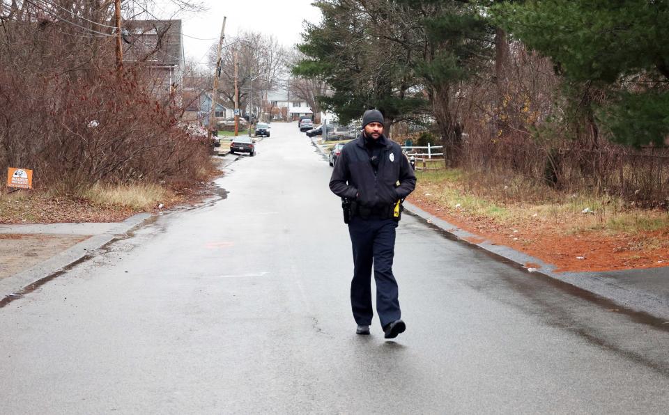 Brockton police investigate a shooting on River Street on Thursday, Dec. 15, 2022.