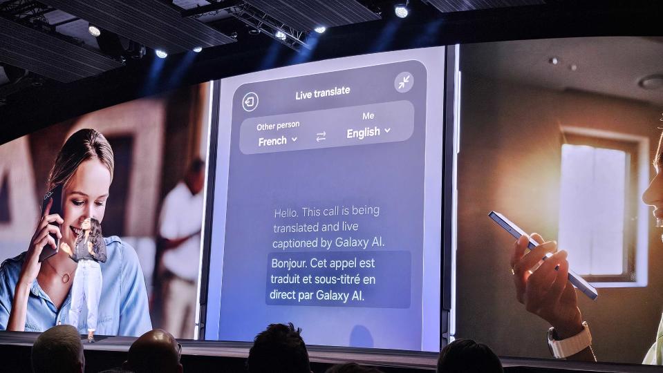 Live translation features on a Galaxy Z Flip 6 phone