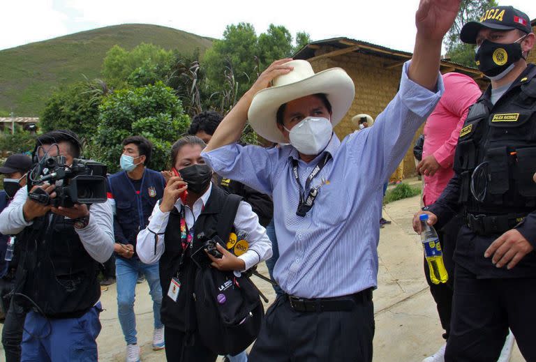 Pedro Castillo, tras emitir su voto en Cajamarca