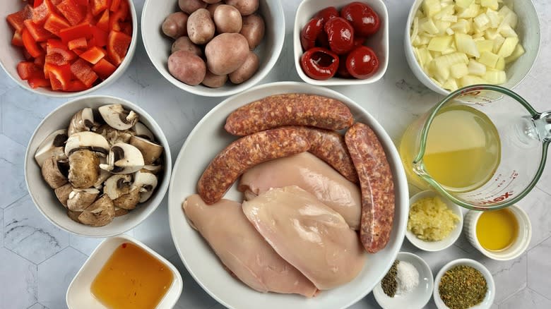 ingredients for chicken sausage stew