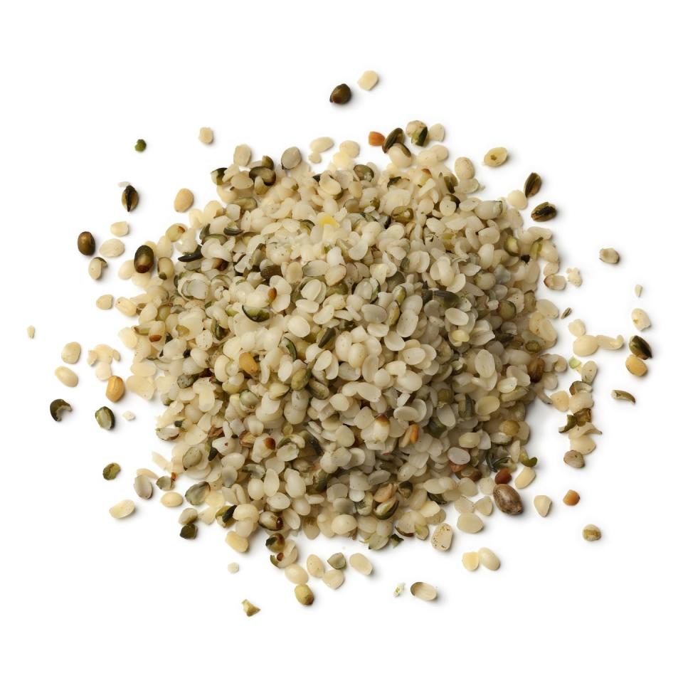 heap of raw hemp seeds