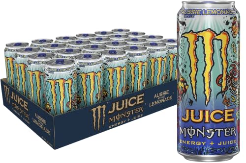 Monster Energy Juice Aussie Style Lemonade, Energy + Juice, 16oz (Pack of 24)