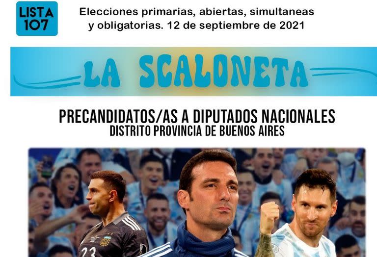 La "Scaloneta", una de las ocurrencias de los hinchas para este domingo de elecciones; la transformaron en una lista ficticia, un reflejo de la aceptación popular que tiene en la actualidad la selección argentina