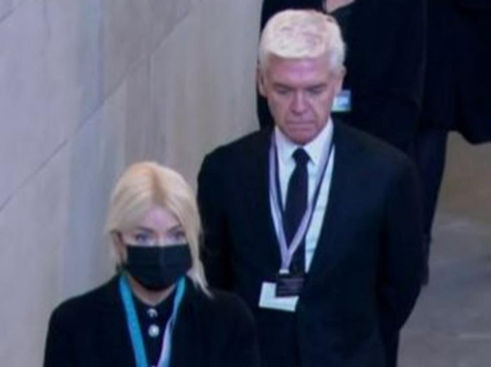 Holly Willoughby and Phillip Schofield are criticised for seemingly jumpig the queue at Queen Elizabeth II’s lying in state (ITV)