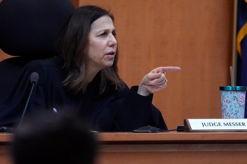 Judge Amy Messer addresses defense and prosecution attorneys during the trial of the Adam Montgomery (Copyright 2024 The Associated Press. All rights reserved)