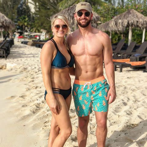 <p>Dylan Scott Instagram</p> Dylan Scott and Blair Robinson in Jamaica in 2018