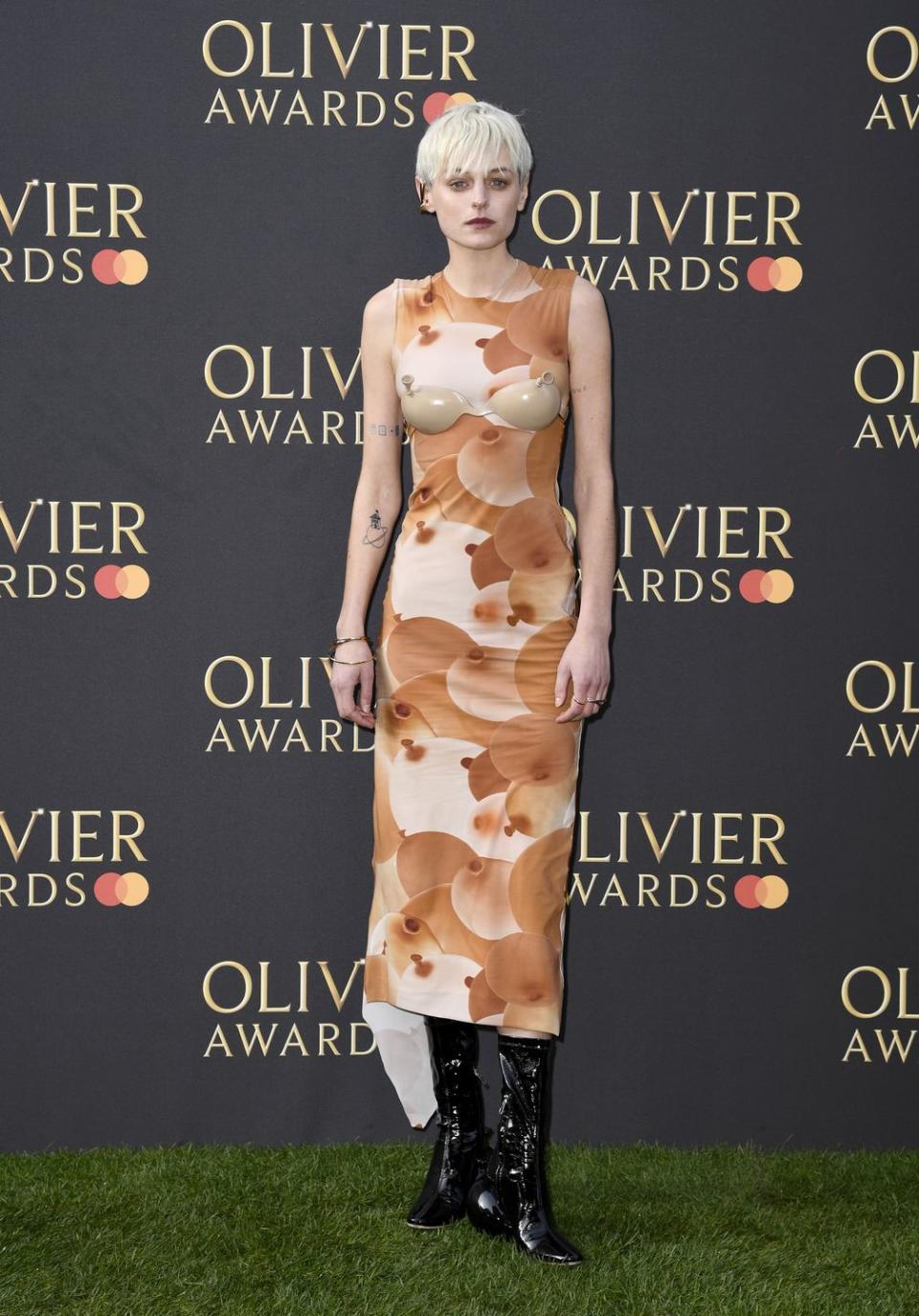 Emma Corrin attends the Olivier Awards at the Royal Albert Hall, April 2022