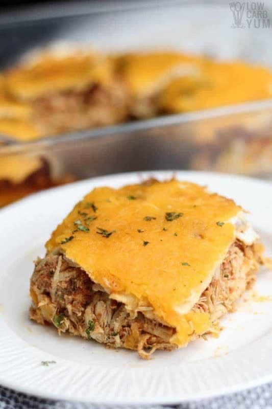<p>Low Carb Yum</p><p>Using pre-made tortillas, this low-carb Mexican chicken lasagna casserole comes together quickly. It’s flavored with Southwest spices and plenty of cheese.</p><p><strong>Get the recipe: </strong><a href="https://lowcarbyum.com/low-carb-mexican-chicken-lasagna/" rel="nofollow noopener" target="_blank" data-ylk="slk:Low-Carb Mexican Chicken Lasagna;elm:context_link;itc:0;sec:content-canvas" class="link "><strong>Low-Carb Mexican Chicken Lasagna</strong></a></p>