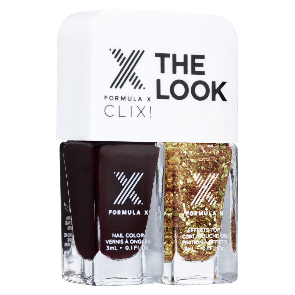 <p>This festive duo is a must for any nail polish lover. <a href="http://www.sephora.com/the-look-P400956?skuId=1727742&icid2=formulax_lp_whatsnew_carousel_brand:formula%20x_p400956_image" rel="nofollow noopener" target="_blank" data-ylk="slk:Formula X The Look;elm:context_link;itc:0" class="link ">Formula X The Look</a> ($11)<br><br></p>