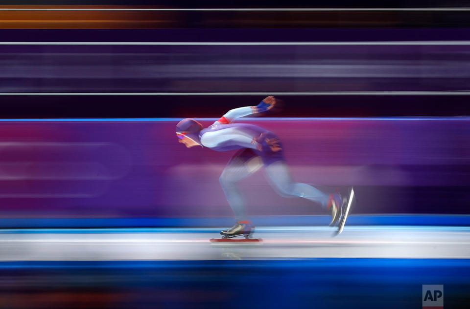 <p>Ida Njatun of Norway competes during the women’s 1,000 meters speedskating race at the Gangneung Oval at the 2018 Winter Olympics in Gangneung, South Korea. (AP Photo/John Locher) </p>