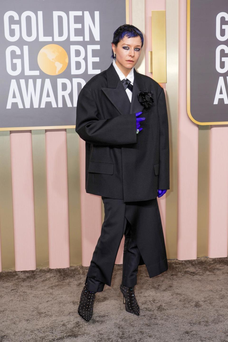 Emma D’Arcy attends the 2023 Golden Globes.