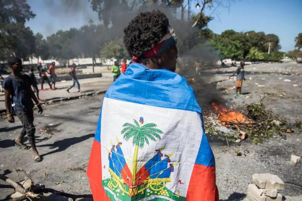 A demonstrator in Port-au-Prince. during a street protest against Haiti’s President Jovenel Moise.