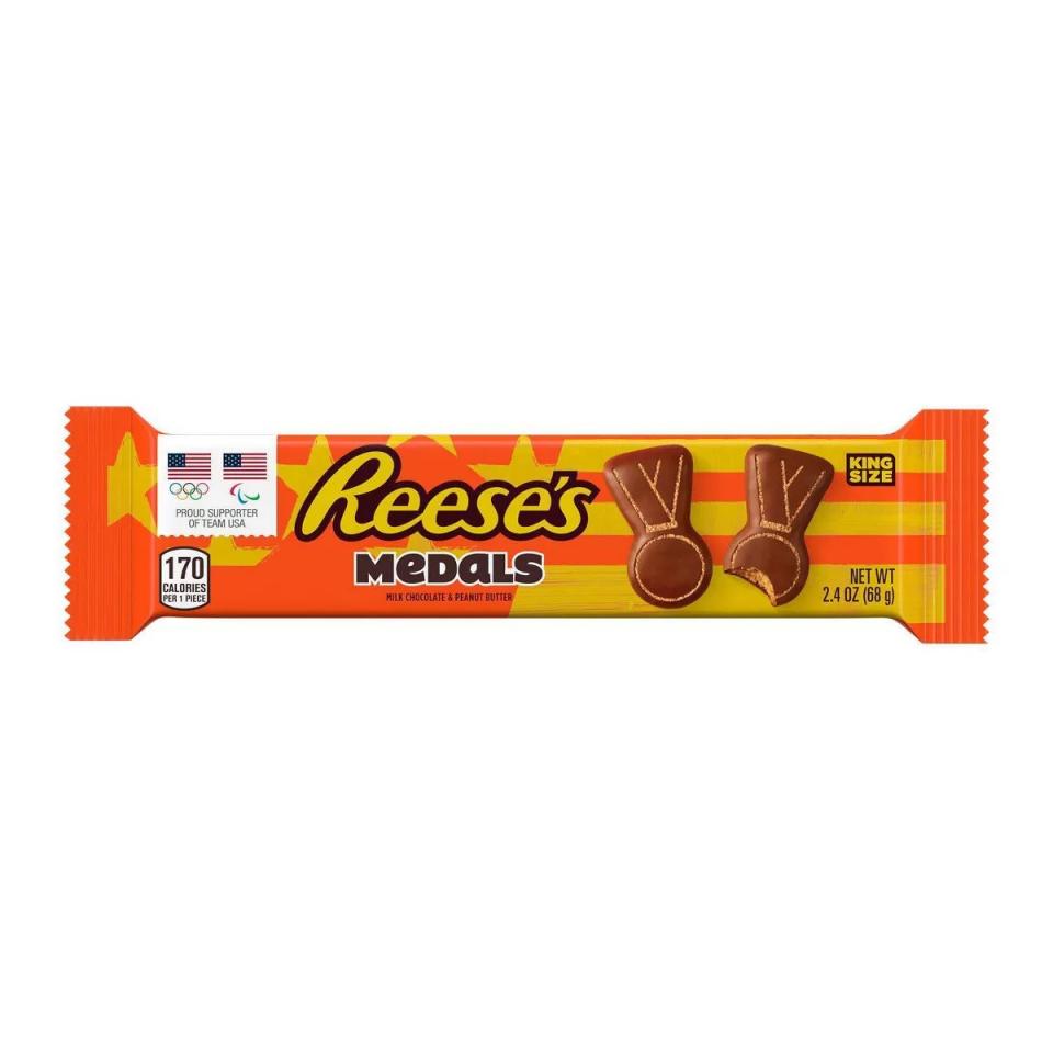orange and yellow reese's medals packaging