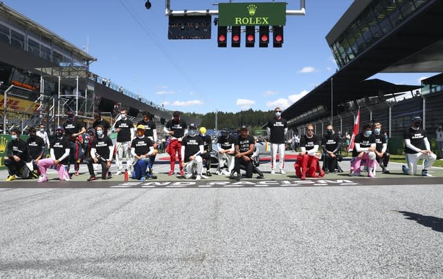 Six drivers chose to stand as Lewis Hamilton led the 