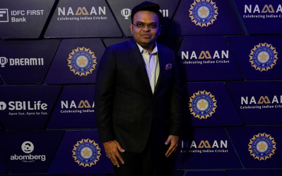 BCCI Secretary Jay Shah poses during the Board of Control of Cricket in India (BCCI) Blue Carpet Awards in Hyderabad, India, Tuesday, January 23, 2024