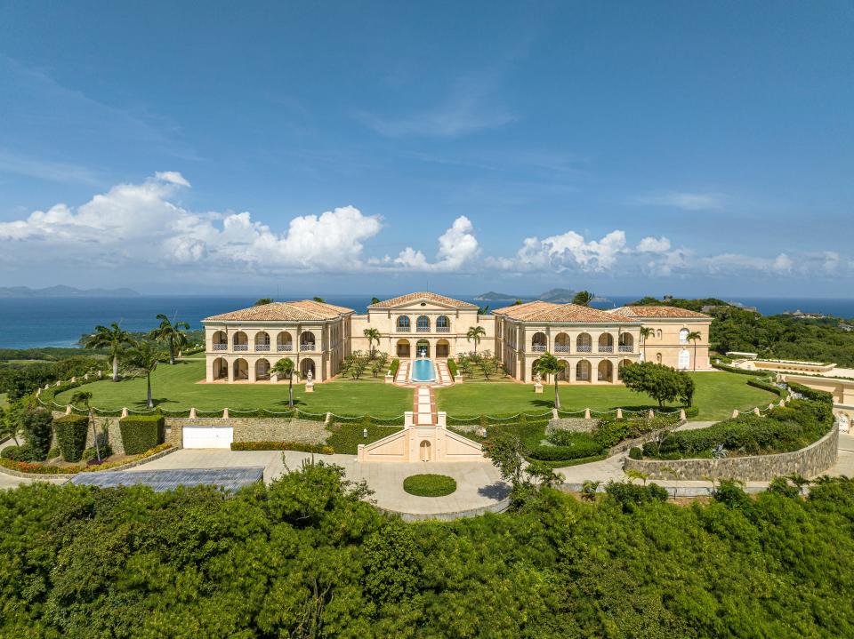 Shot of the Terraces mansion in Mustique, Caribbean.