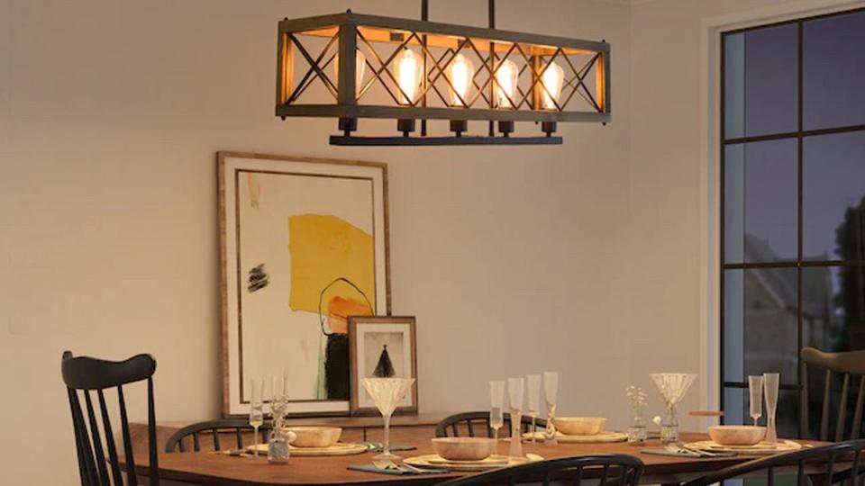 This 5-light kitchen island light is one of many stylish home items on sale at Lowe's for Black Friday.