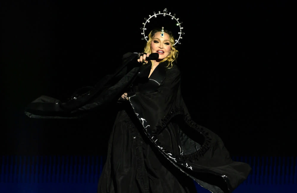 Madonna on stage in Brazil credit:Bang Showbiz