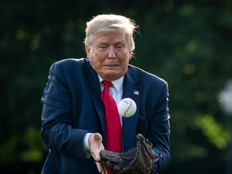 Donald Trump plays baseball