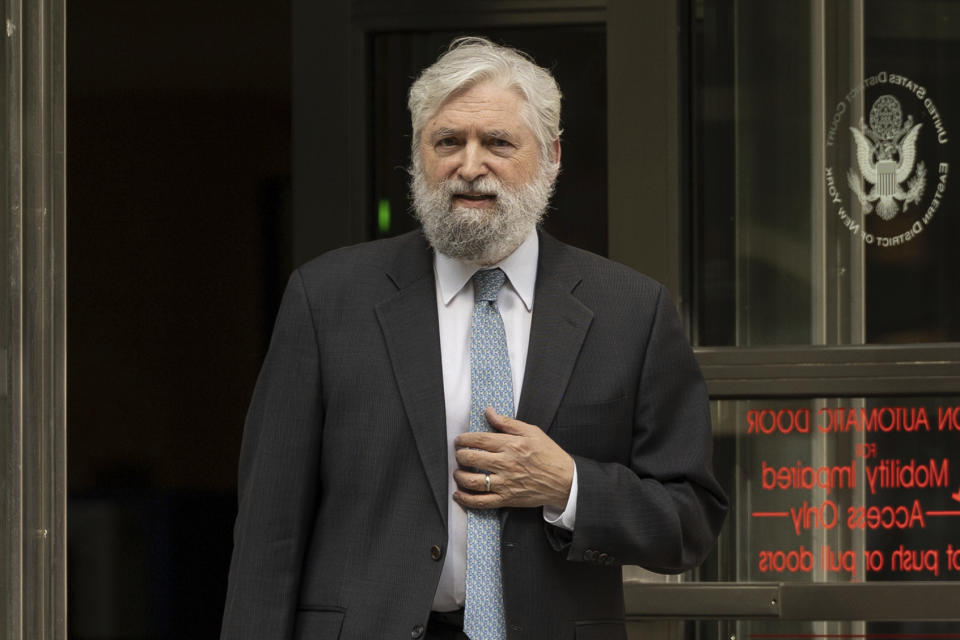 Michael Soshnick, attorney for Long Phi Pham, walks out of Brooklyn Federal Court, Wednesday, June 5, 2024, in New York. Soshnick declined to comment Wednesday on the case against Pham, a New York man charged in a sports betting scandal that cost former NBA player Jontay Porter his career. Pham and three co-defendants, whose names are redacted in a Brooklyn federal court complaint, are charged with conspiring to defraud a sports betting company. (AP Photo/Yuki Iwamura)